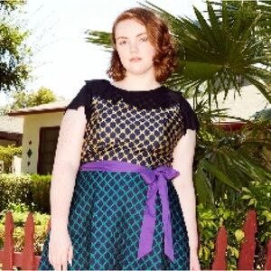 Eloquii Black, Green Patterned Dress